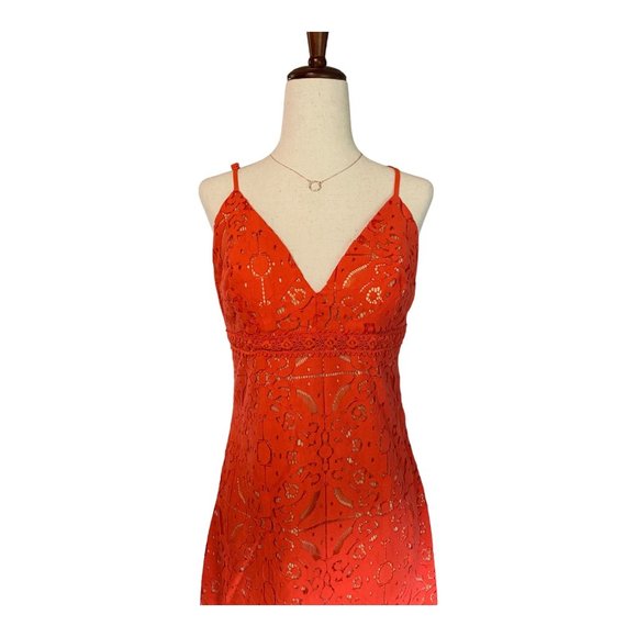 Aeropostale Dress Women Size Medium Tangerine Dream Mini Embroidered Lined Shift - Picture 5 of 13